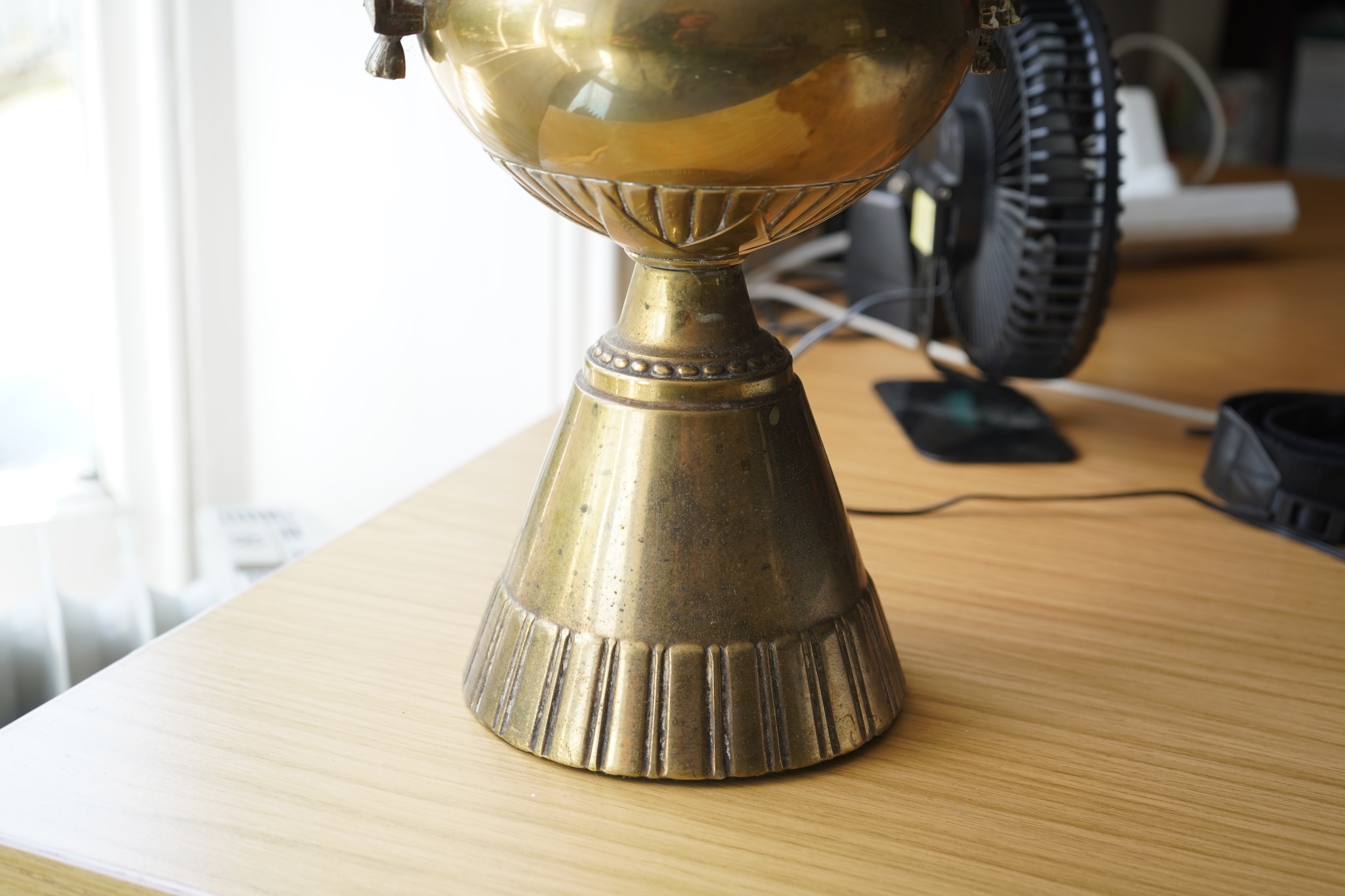 An Art Deco brass table lamp